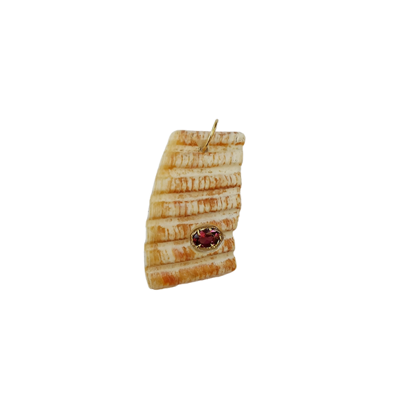 Garnet Shell Piece Pendant in shell by Christina Puchi