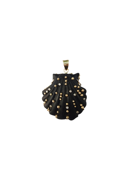Carved Ebony Shell in carved wood and shell by Christina Puchi