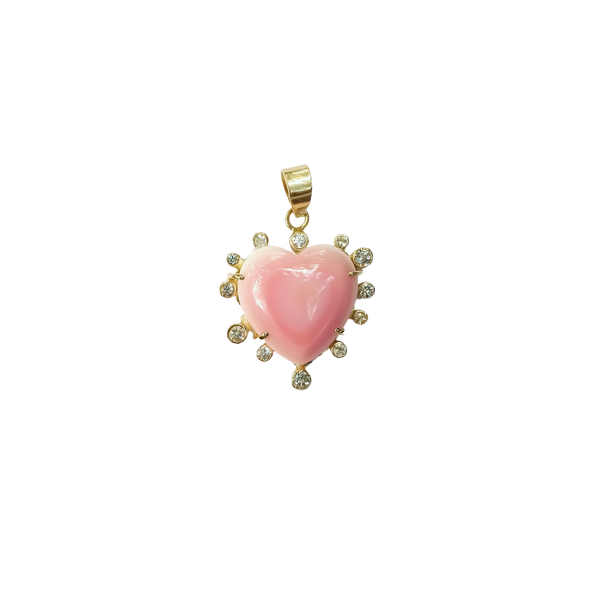 Carved Conch Shell Heart Halo Pendant in shell by Christina Puchi