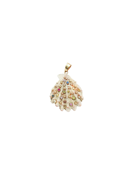 Speckled White Shell Pendant in shell by Christina Puchi