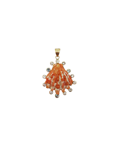 Orange Halo Lions Paw Pendant in shell by Christina Puchi