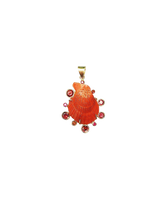 Load image into Gallery viewer, Orange Clam Shell Halo Pendant in shell by Christina Puchi
