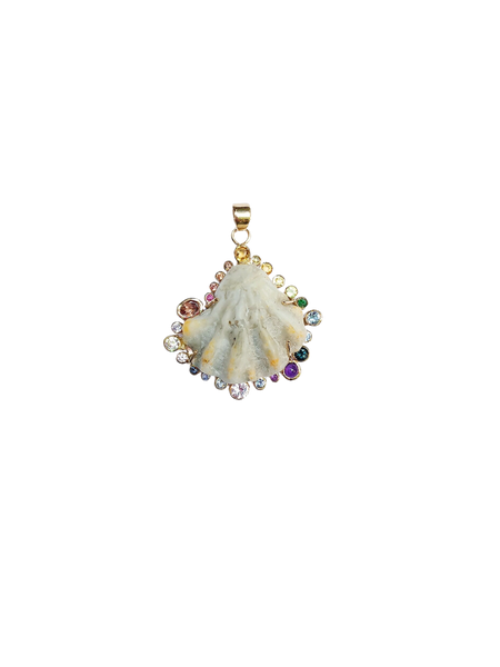 White Kitten Paw Halo Pendant in shell by Christina Puchi