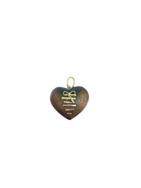 Carved Corset Heart Pendant in carved wood by Christina Puchi