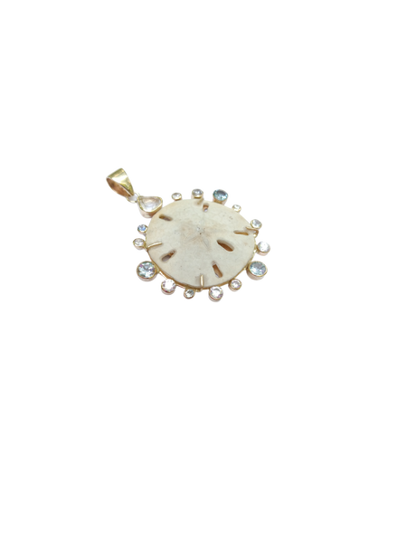 Aquamarine Sand Dollar Pendant by Christina Puchi
