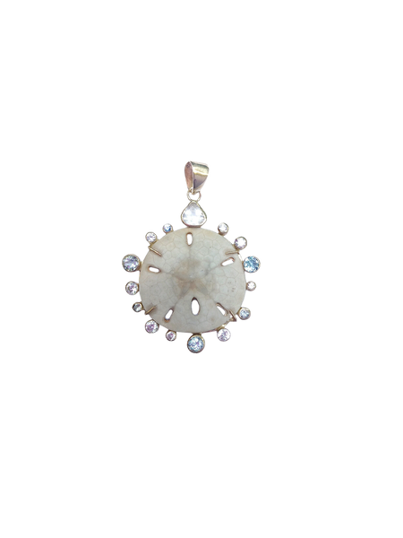 Aquamarine Sand Dollar Pendant by Christina Puchi