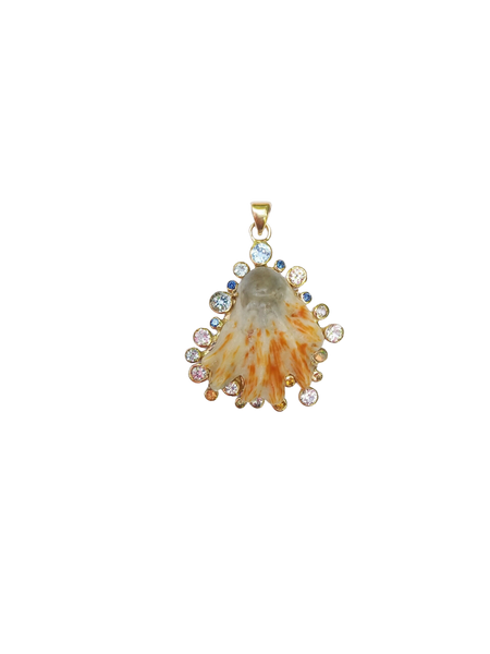 Blue Ombre Halo Shell Pendant by Christina Puchi