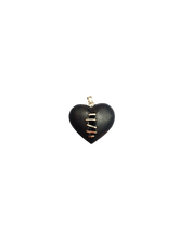 Load image into Gallery viewer, Carved Ebony Cracked Heart Pendant in carved wood by Christina Puchi
