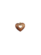 Load image into Gallery viewer, Carved Walnut Cracked Heart Pendant
