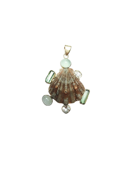 Brown Tourmaline Lions Paw Pendant in shell by Christina Puchi