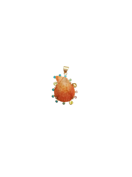 Aquamarine Halo Shell Pendant in shell by Christina Puchi