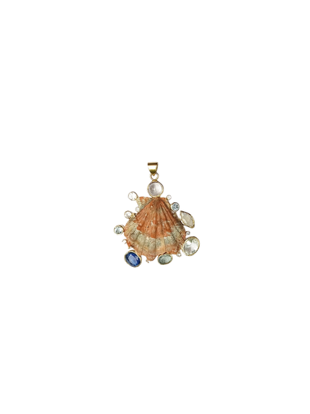 Blue Halo Lions Paw Pendant in shell by Christina Puchi