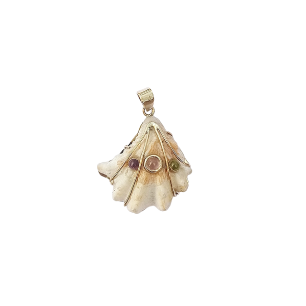 Cabochon White Kitten Paw Pendant in shell by Christina Puchi
