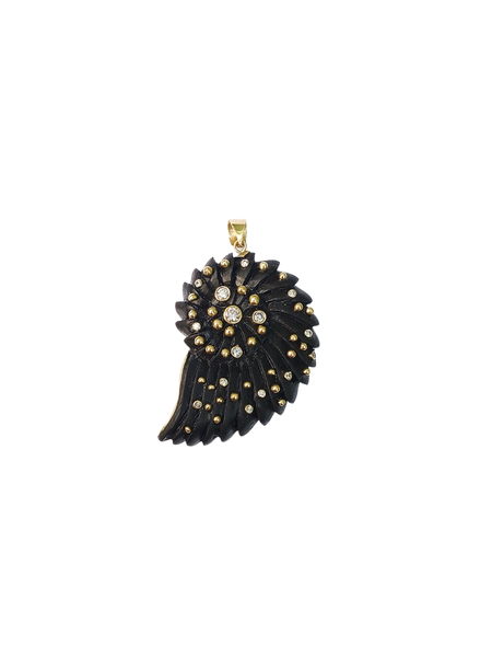 Carved Ebony Ammonite in carved wood by Christina Puchi