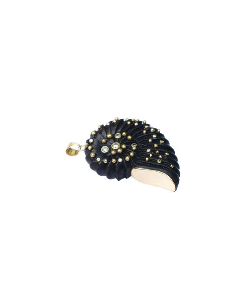 Carved Ebony Ammonite in carved wood by Christina Puchi