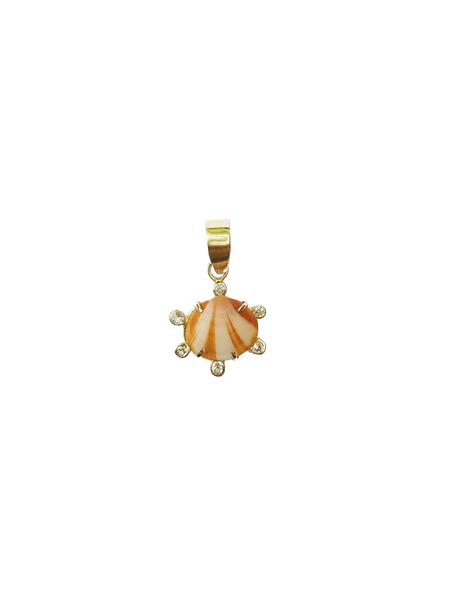 Tiny Striped Shell Halo Pendant in shell by Christina Puchi