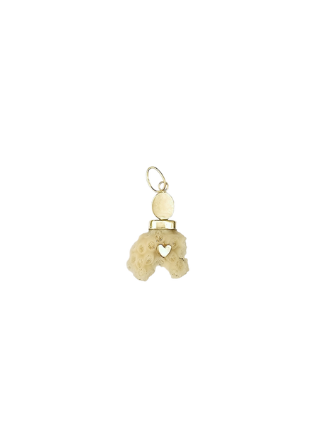 Pink Coral Cabochon Pendant in shell by Christina Puchi