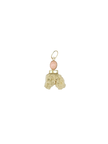 Pink Coral Cabochon Pendant in shell by Christina Puchi