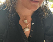 Load image into Gallery viewer, Aquamarine Spiral Shell Pendant in shell by Christina Puchi
