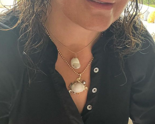 Aquamarine Spiral Shell Pendant in shell by Christina Puchi