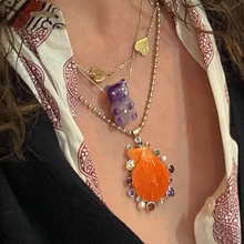 Load image into Gallery viewer, Purple Stone Gummy Bear Pendant in carved stone by Christina Puchi

