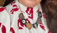 Load image into Gallery viewer, Diamond Walnut Threaded Heart Pendant in carved wood by Christina Puchi
