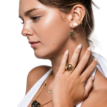 Load image into Gallery viewer, Bird Dangle Earrings in gold by Christina Puchi
