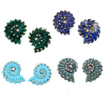 Load image into Gallery viewer, Carved Stone Ammonite Earrings in carved stone by Christina Puchi
