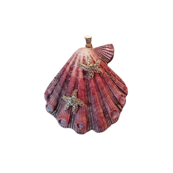 Diamond Starfish Pink Lion's Paw Pendant in shell by Christina Puchi