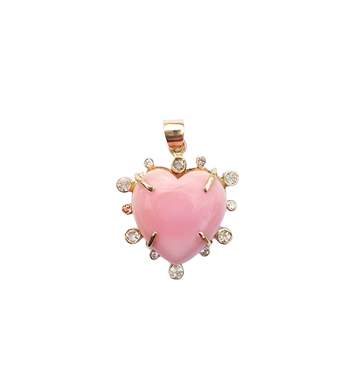Carved Conch Heart Halo Pendant in shell by Christina Puchi