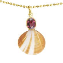 Load image into Gallery viewer, Rubellite Tourmaline Striped Shell Pendant
