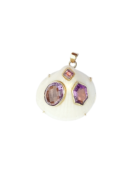 Amethyst White Shell Pendant in shell by Christina Puchi
