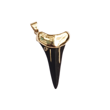 Load image into Gallery viewer, Ebony Shark's Tooth 4 Pendant in carved wood by Christina Puchi
