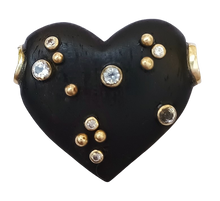 Load image into Gallery viewer, White Stone Ebony Heart Pendant in carved wood by Christina Puchi
