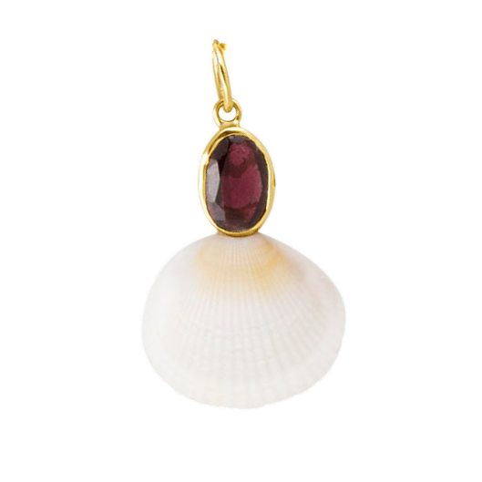 Rubellite Tourmaline White Shell Pendant