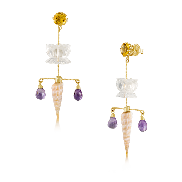 Tiered Earrings Auger in shell by Christina Puchi