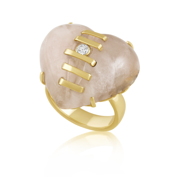 Carved Stone Stitched Heart Ring