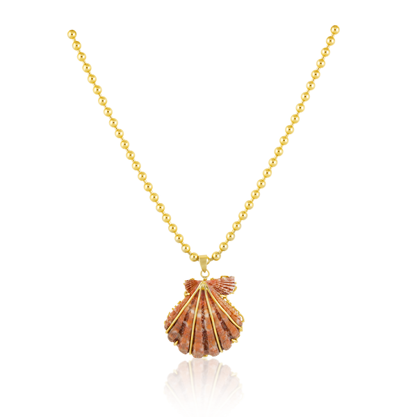 Orange Lion’s Paw Pendant in shell by Christina Puchi