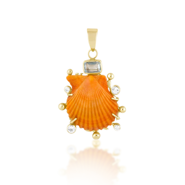 Light Orange Shell Halo Pendant in shell by Christina Puchi