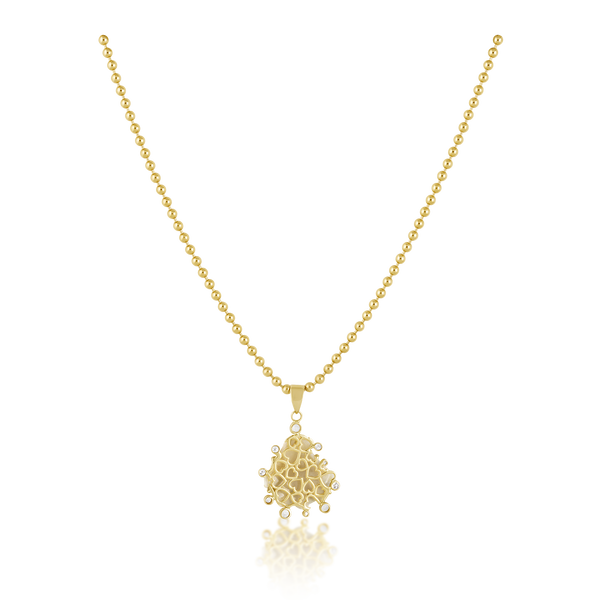 White Kitten Paw Halo Pendant in shell by Christina Puchi