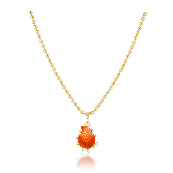 Bright Orange Shell Halo Pendant in shell by Christina Puchi