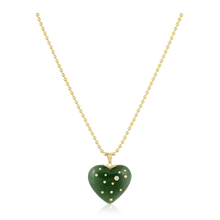 Load image into Gallery viewer, Carved Stone Studded Heart Pendant in carved stone by Christina Puchi
