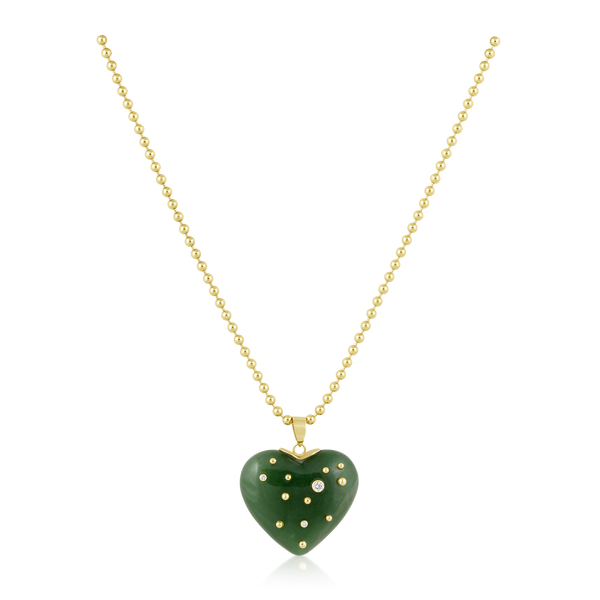Carved Stone Studded Heart Pendant in carved stone by Christina Puchi