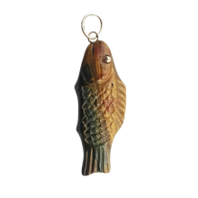 Load image into Gallery viewer, Carved Stone Swedish Fish Pendant (gold ball eyes)
