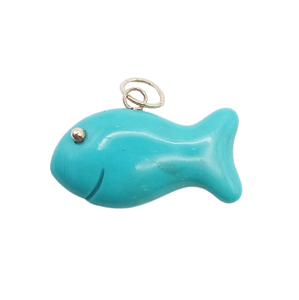 Carved Stone Gold Fish Pendant (gold ball eyes) in carved stone by Christina Puchi