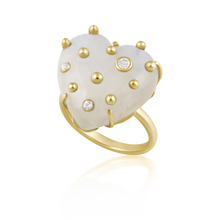 Load image into Gallery viewer, Carved Stone Studded Heart Ring in carved stone by Christina Puchi
