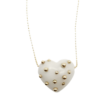 Load image into Gallery viewer, Carved Stone Heart Necklace in carved stone by Christina Puchi
