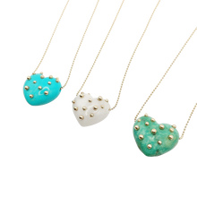 Load image into Gallery viewer, Carved Stone Heart Necklace in carved stone by Christina Puchi
