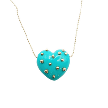 Load image into Gallery viewer, Carved Stone Heart Necklace in carved stone by Christina Puchi

