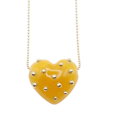 Load image into Gallery viewer, Carved Stone Heart Necklace in carved stone by Christina Puchi
